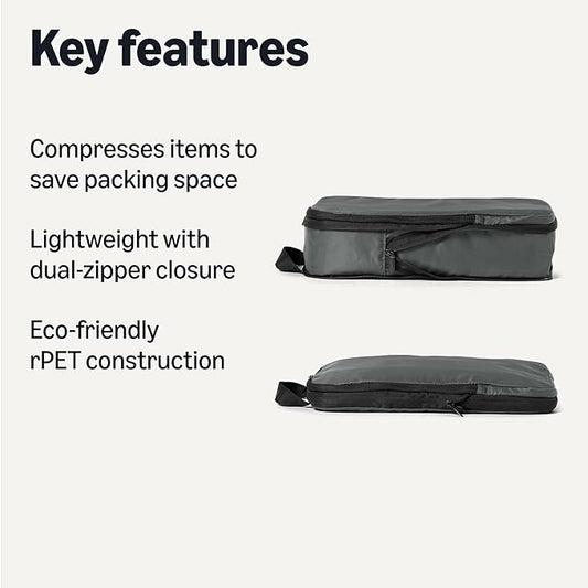 Amazon Essentials Ultralight Compression Packing Cubes Packing Organizer Grey check 6 pack Grey