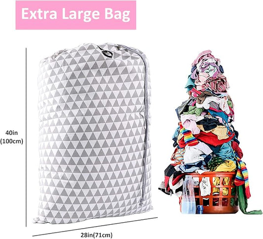 SWISSELITE Laundry Bag with Handle and Drawstring, Large Heavy Duty Laundry Bag, 28 x 40 Inches Travel Dirty Clothes Bag for Laundromat and Household