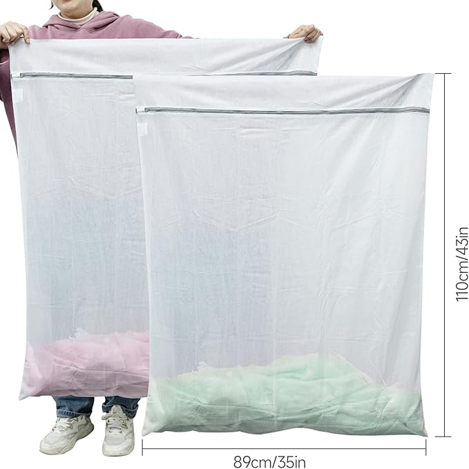 GOGOODA 2 Pack Extra Large Mesh Laundry Bag 43 x 35 in – XXXXL Washing Bag for Bedding, Blankets, Clothes, Pet Items, Travel & Storage – Washer Protector Bag for Washing Machine