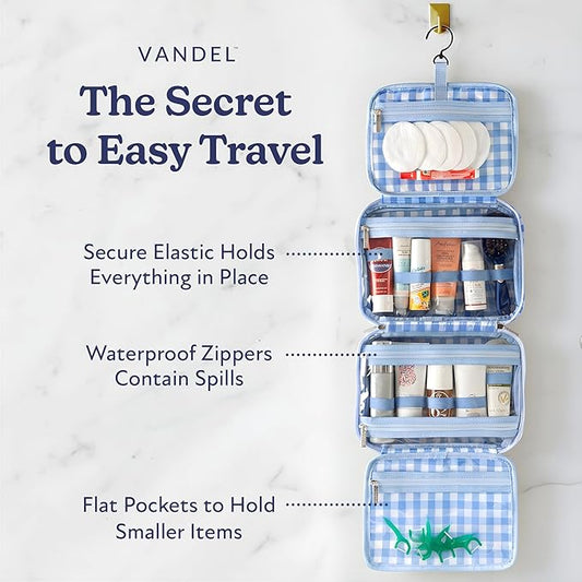 VANDEL Waterproof Hanging Toiletry Bag for Travelling, Hanging Makeup Organizer Bag, Cosmetic Travel Bags for Women Travel Toiletry Bags, Makeup Case Toiletries Organizer Hygiene Bathroom Shower Caddy