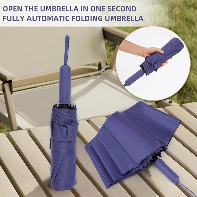 Folding Umbrella Anti-UV Compact Durable Folding Umbrella Auto Open Close Windproof Travel Umbrella Premium Grip Fits Backpack