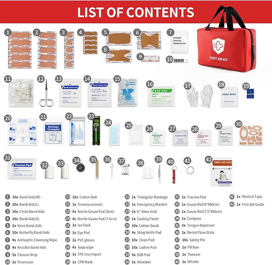 Kitgo First Aid Kit with Hospital Grade Medical Supplies, 220pcs Emergency Medical Trauma Kit, Gift for Dad Husband Great for Home, Outdoors, Office, Car, Travel, Camping, Hiking, Boating