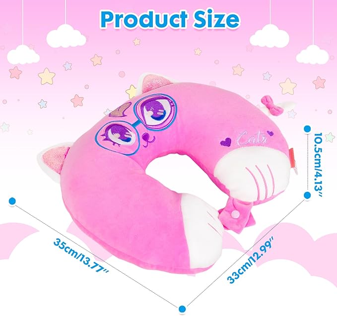 Travel Neck Pillow for Kids Adult Cute Soft Plush Memory Foam Airplane Neck Pillow for Traveling Animal Flight Pillow Head Rest Neck Support for Cars Long Flights