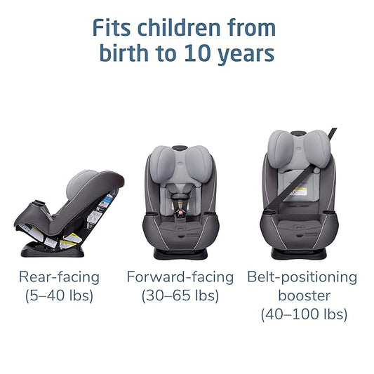 Maxi-CosiPria Max 3-in-1 Convertible Car Seat, Infant to Toddler Car Seat, ClipQuick Magnetic Chest Clip, Quick-Install Latch, Machine-Washable Cover, 5-100 lbs, Escargot