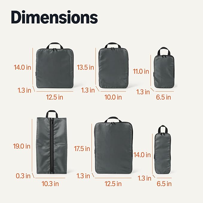 Amazon Essentials Ultralight Compression Packing Cubes Packing Organizer Grey check 6 pack Grey