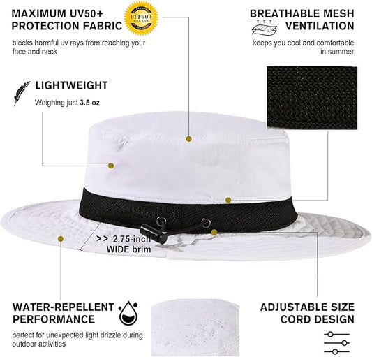 Oversized XL XXL Waterproof Sun Hat for Big Heads Mesh Bucket Hat Wide Brim Adjustable Packable Hiking Beach Fishing