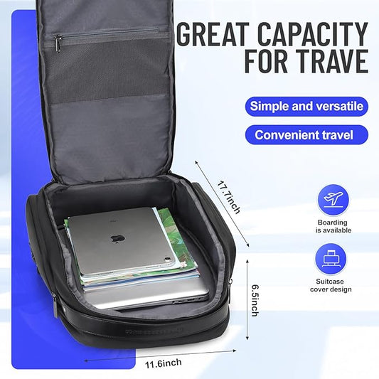 40L Business Travel Backpack for men with password lock, Expandable Water Resistant 17 Inch Laptop Backpack with USB Port, Black Computer Backpack for College/Work