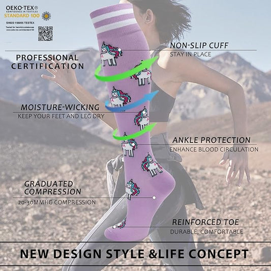 fenglaoda Compression Socks for Women Men 3 Pairs Graduated Compression Support Circulation Socks for Nurses