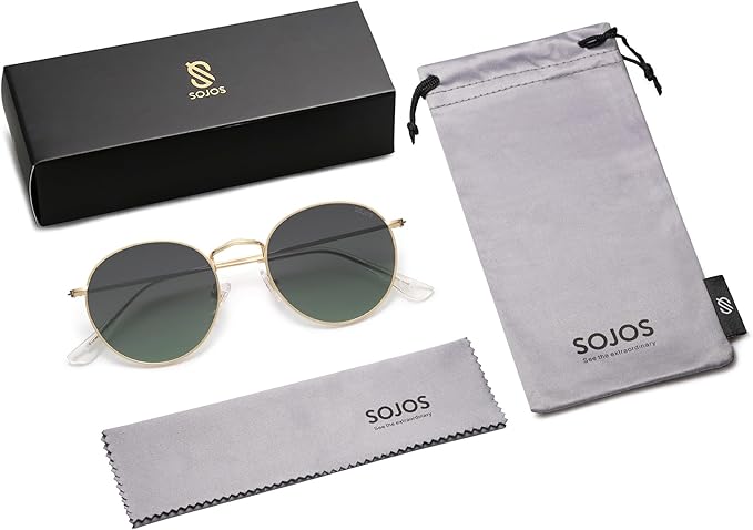 SOJOS Small Round Polarized Sunglasses for Women Men Classic Vintage Retro Shades UV400 SJ1014