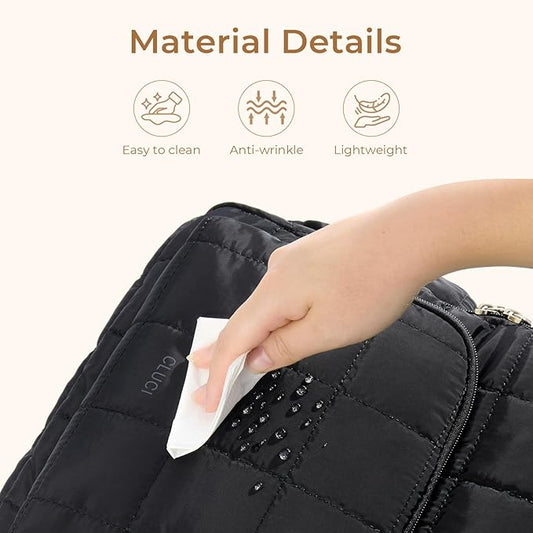 CLUCI Wrinkle-Resistant Laptop Backpack for Women, 17.3 Inch Anti Theft Travel Backpack, Puffer Quilted Work Backpack, Water Resistant College Bookbag with RFID