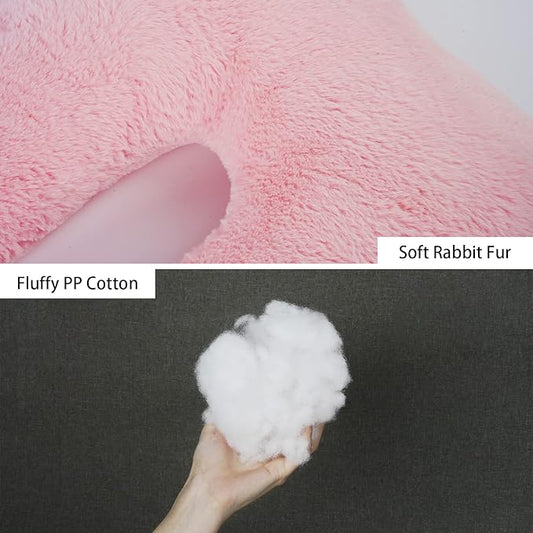 Pink Soft Cotton Travel Neck Pillow -Ergonomic Support for Child and Adult Car Seats, Cozy Compact Pillow for Long-Distance Travel Essentials