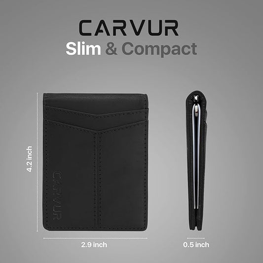 Slim Bifold RFID Blocking Full Grain Genuine Leather Front Pocket Minimalist Thin Wallet with Money Clip for Men - (SB20)