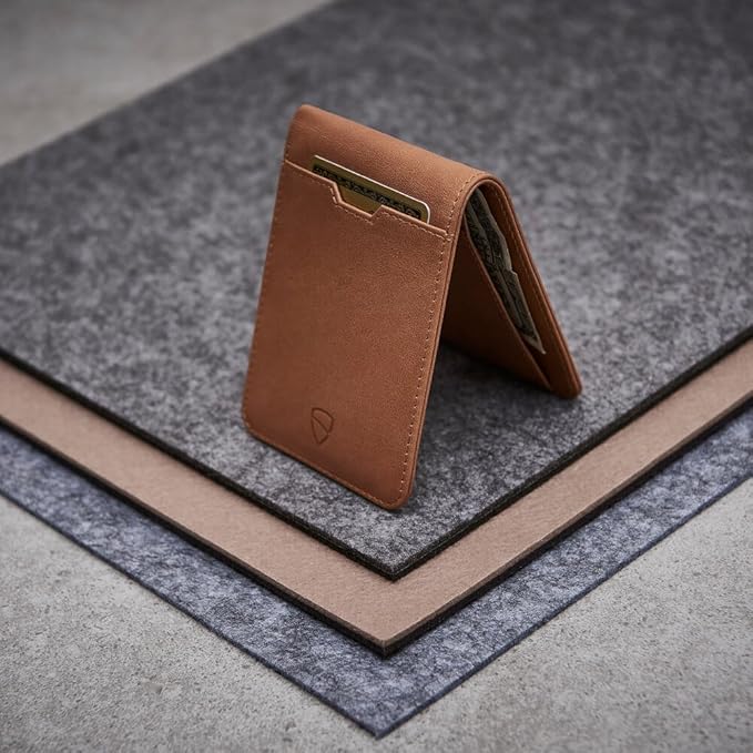 Vaultskin MANHATTAN Slim RFID Blocking Bifold Leather Wallet for Men - Minimalist Front Pocket Card Holder, Holds 9 Cards & Cash, Premium Italian Leather