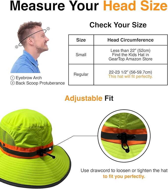 GearTOP Safari Hat for Men Sun Hats for Women UV Protection UPF 50+ Fishing, Gardening, Hiking Hat (22-23 1/2")