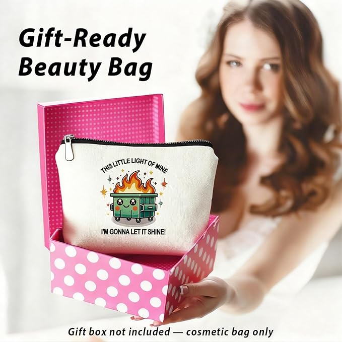 Dumpster Fire Gifts Makeup Bag, Funny Dumpster Bag,Dumpster Fire Cosmetic Bags for Women, Inspirational Positive Encouragement Gifts for Women Zipper Pouch
