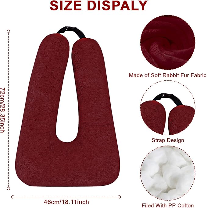 Travel Pillow, Travel Pillow for Kids, Sleeper Hold Pillow Travel, Removable U-Shaped Pillow for Adults and Children to Support Head and Body in The Back Seat of Long Car Trips (Dark Red)