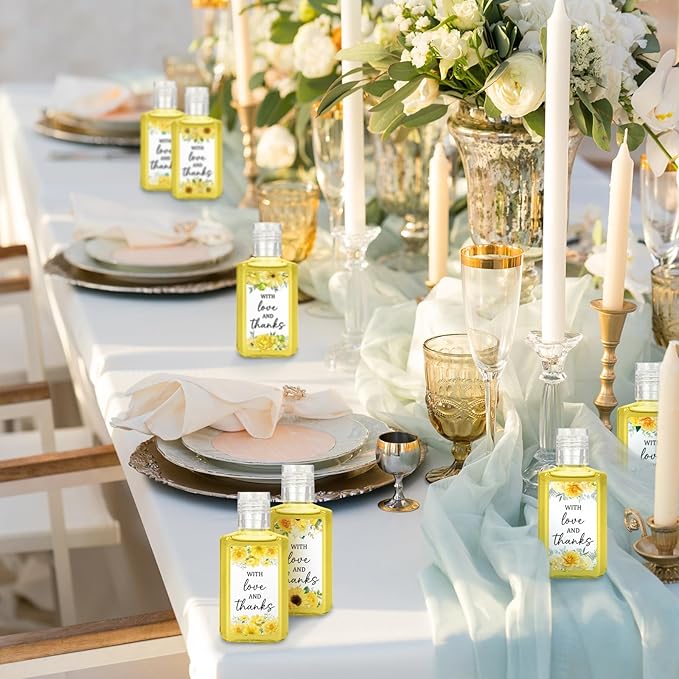 50 Pcs Golden Flower Mini Hand Sanitizer Bulk Thank You Gift Favors Small Hand Sanitizer for Guest 1fl oz Travel Size Hand Soap Gift for Wedding and Baby Shower Supplies