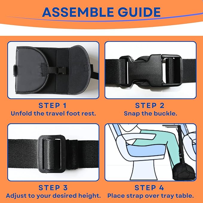 Foot Hammock for Plane Travel - Airplane Leg Hammock, Foot Sling for Traveling, Airplane Foot Rest with Rigid Base, Plane Leg Rest with Soft Foam, Air Travel Essentials for Flying