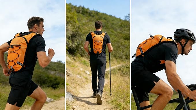 Lightweight Hydration Backpack 2L Water Bladder Pack for Running, Cycling, Hiking – Anti-Theft Water Backpack with Phone Holder, Trekking Pole Holder & Reflective Strips for Men & Women