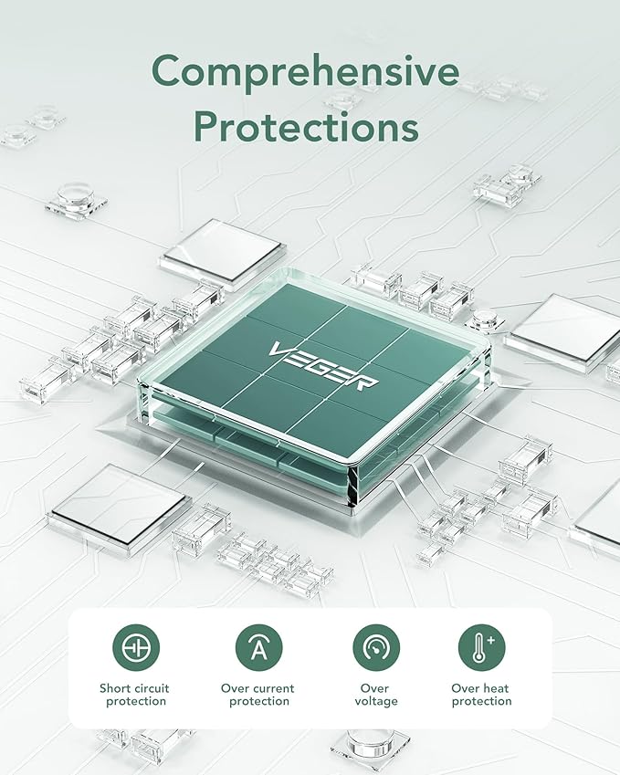 VEGER Portable Charger with Built-in AC Plug and Cables, All in One 10000mAh Ultra-Slim Power Bank, 15W Fast Charging for iPhone, Samsung, Android, Travel Essential (Coffee)