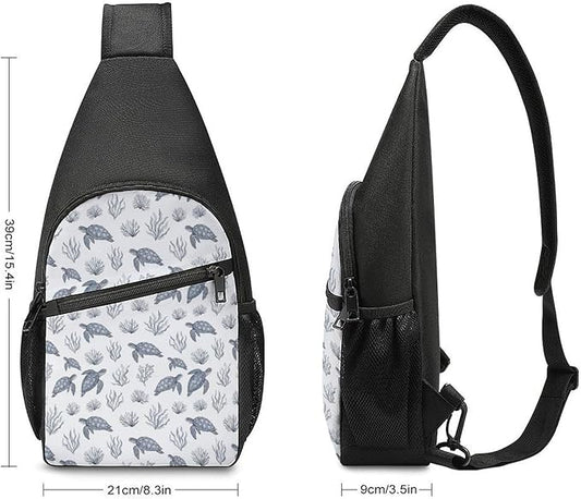 SWEET TANG Womens Fashion Gym Bags Anti Theft Crossbody Shoulder Chest Bag with Small Pocket, Multipurpose Daypack Bag for Cycling Traveling Hiking, Sea Turtle