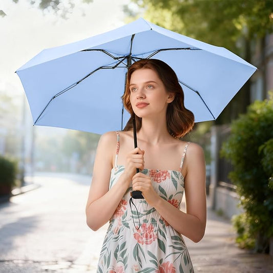 Mini Umbrella for Travel - Waterproof Portable Folding Umbrella Flat Compact Lightweight Small Umbrellas for Pocket Purse