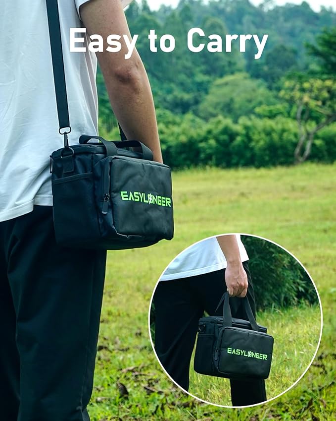 EASYLONGER Travel Carrying Case Compatible with ES960, MARBERO M82/M138, Apowking R100, Anker SOLIX/A1727, etc. Battery Pack Storage Bag with Cable Organizer and Detachable Shoulder Strap, Black