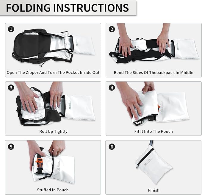 HIGH EXPERIENCE Hiking Backpack 10L/15L Small Daypack Lightweight Packable Travel Foldable Water Resistan for Women Men (White, 15L)