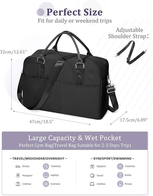 Gym Bag Womens,Travel Duffel Carry on Bag Sport Tote Bag Weekend Overnight Bag