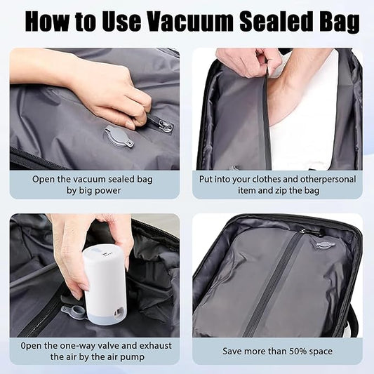 Vacuum Seal Backpack Travel With Pump,60LWater Resistant Business backpack with Waterproof zipper, TSA Friendly,Independent Shoe Compartment - Vacuum Pump Included Carry On Backpacks For Women Men