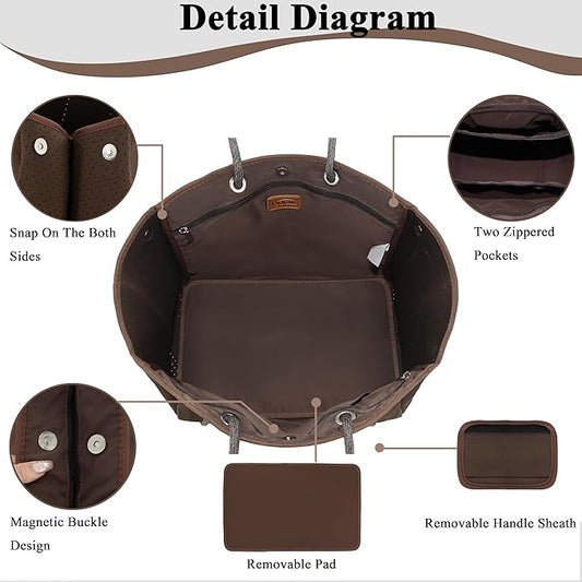 QOGiR Neoprene Multipurpose Beach Bag Tote with Inner Zipper Pocket … … … …