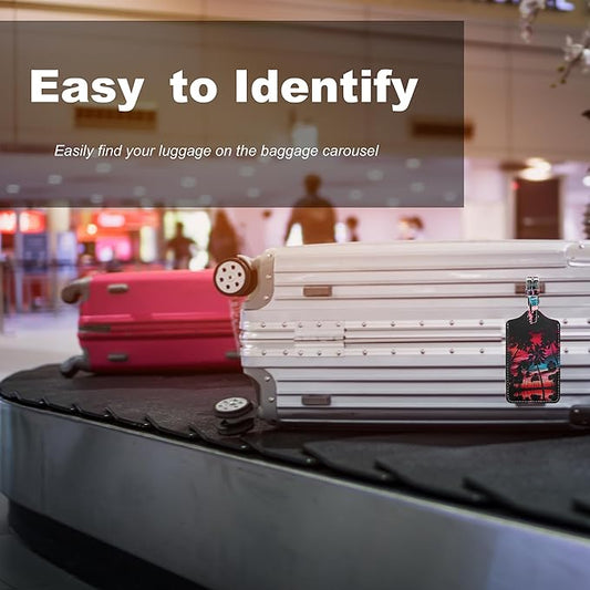 4 Pack Luggage Tag for Suitcases TSA Approved, Leather Suitcase Tags Identifiers, Cute Bag Name Travel Tags ID Labels for Women Men Cruise Airport Luggage Travel Essentials by Sodsay