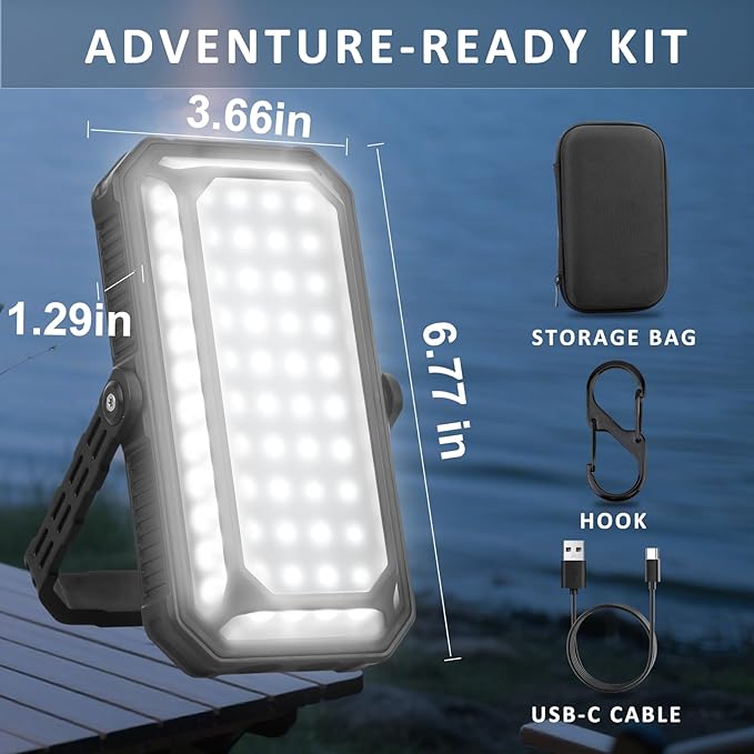 Camping Lantern LED Rechargeable - up to 120+ Hours, 10000mAh Portable Camping Lights with Redlight &12 Light Modes, LCD Display, Dimmable, Waterproof, Camping Lanterns for Power Outages, Hurricane