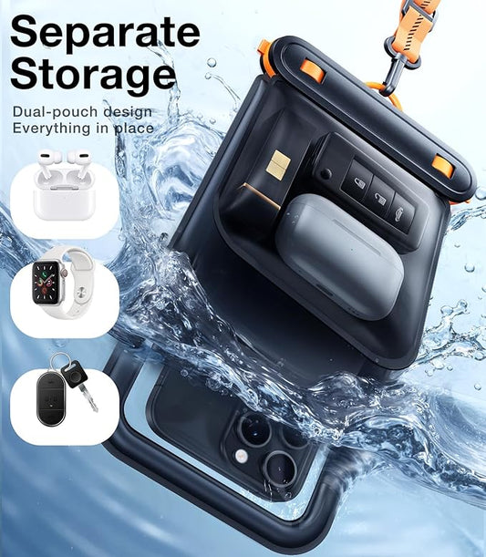 TORRAS IP68 Waterproof Phone Pouch Double Space, Floating Waterproof Phone Case with Lanyard for iPhone 17 Pro Max 16 15 14 S25 S24, Phone Dry Bag Vacation Cruise Ship Travel Essentials 7.0'', Black