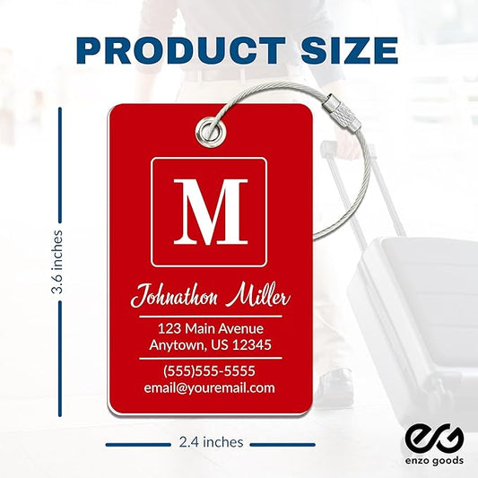 Personalized Luggage Tag | 6 Pack | Custom Luggage Tags for Suitcases | Kids Backpack Tag | 10 Color Options & Choose Font, Font Color