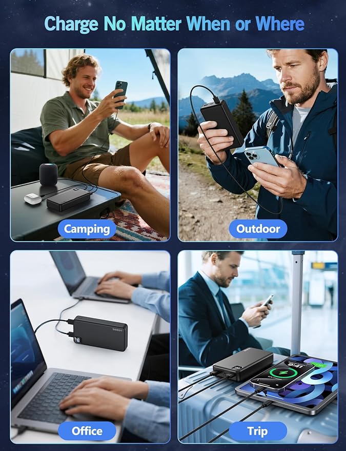 Portable Charger Power Bank, 56800mAh PD 22.5 W Fast Charging Battery Pack, Large Capacity Portable Power Bank for Camping Travel Essential Compatible with iPhone 17/16/15/14/13 Series, Samsung, iPad