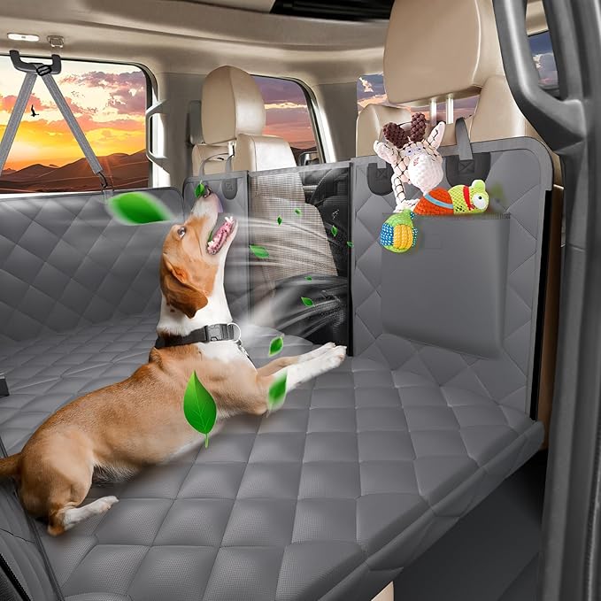 Back Seat Extender for Dogs-Upgraded Egg Crate Foam, Hard Bottom Dog Seat Cover for Truck Back Seat, Dog Hammock for Truck Crew Cab F150, RAM1500, Sierra, Silverado,Tundra, Titan (59‘x29’)