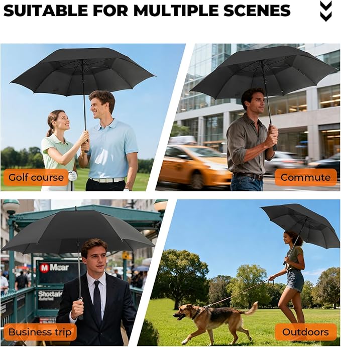 ZDSSM Automatic Open Golf Umbrella, 54/62/68/72 inch Extra Large Oversize Double Canopy Vented Stick Umbrellas, Windproof Waterproof Umbrella for Men And Women