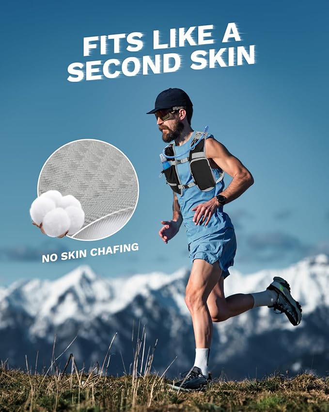 Running Vest for Women and Men, Hydration Running Backpack, Runners Vest, Hydration Vest, with Front Phone Holder, Adjustable Chest and Waist Strap