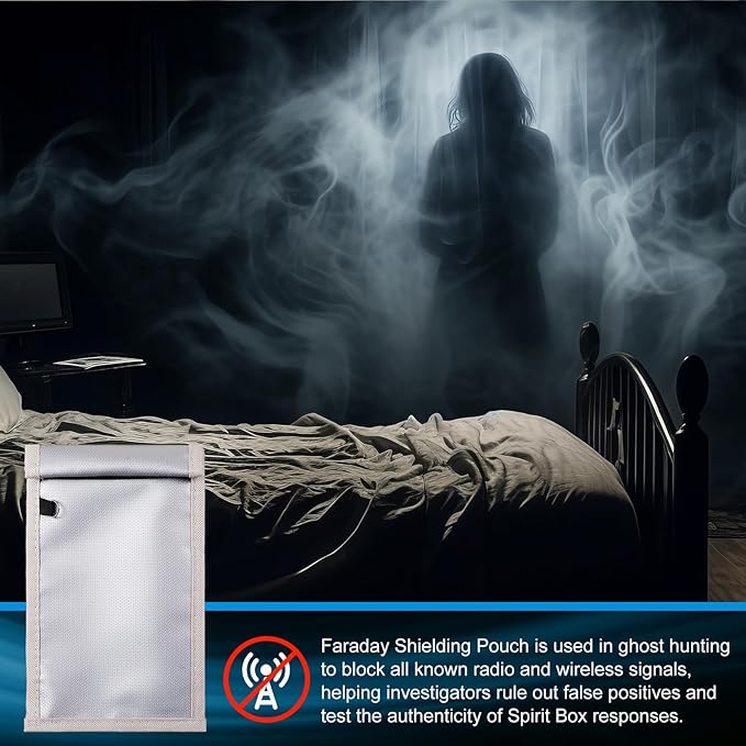 Dunzy Ghost Hunting Box Faraday Pouch Ghost Hunting Equipment 7.9 x 4.9 in Fireproof Waterproof Faraday Bags Shield Electromagnetic Interference Case Investigation Paranormal Equipment