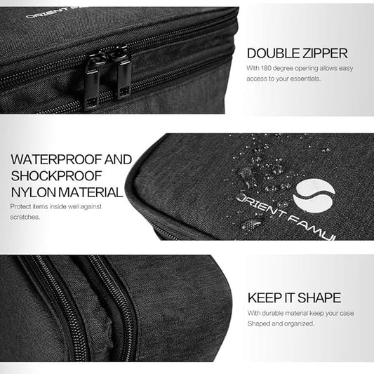 Travel Electronics Organizer, Waterproof Cable Organizer Bag for Electronic Accessories Double Layer Large Shockproof Cable Storage Bag for Cord, Power Bank, Tablet(Up to iPad 11 inch) - Black