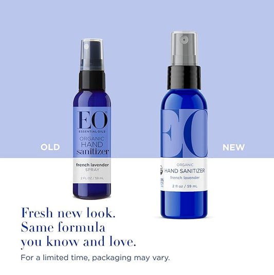 EO Organic Hand Sanitizer Spray, Travel Size, 2 Ounce (Pack of 6), French Lavender, Organic Plant-Based, Botanical Extracts, 99% Effective Against Germs