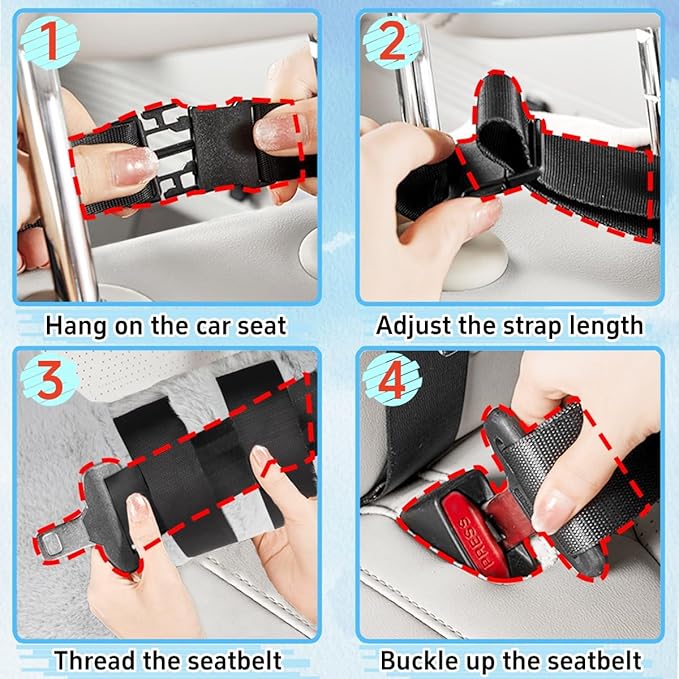 Soft Plush Car Pillow Travel Pillow for Kids with Neck Support Headrest, H-Shape Car Pillows for Kids Sleeping on Long Road Trips, Adults Child Car Seat Pillow, Body Support Travel Accessories, Black