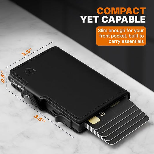 Conceal Plus Mens Wallet Card Holder, Smart Pop Up RFID Blocking Wallet, Slim Minimalist Leather Front Pocket Card Case, 6-10 Card Capacity Plus Cash Slot & ID