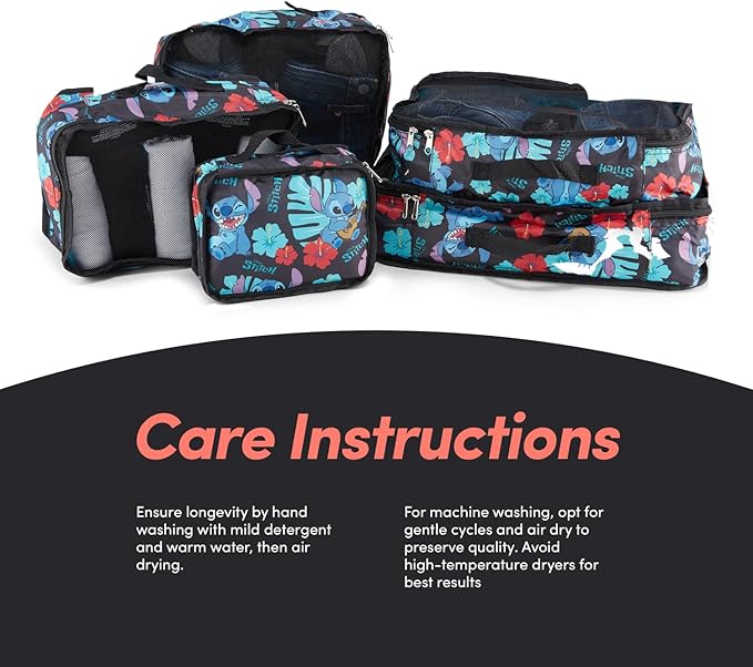 Disney Minnie Mickey Stitch Packing Cubes - Winnie the Pooh, Princess Cinderella, Cars, Toy Story 5 Piece Packing Cubes Compression - Travel Essential - Luggage Suitcase Organizer Set