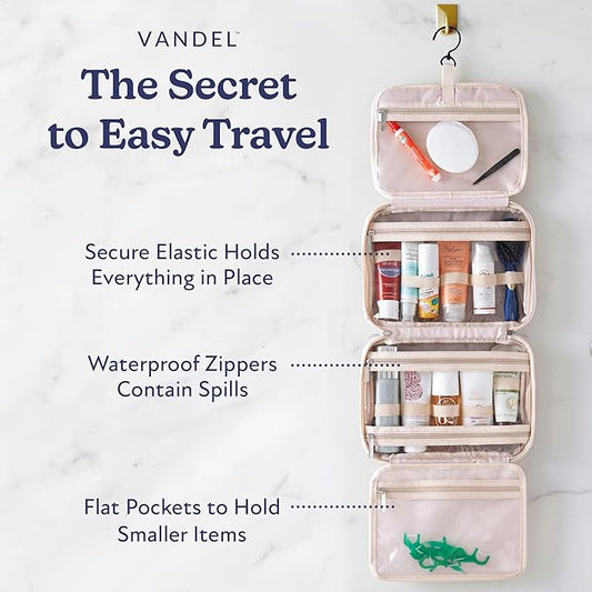 VANDEL Waterproof Hanging Toiletry Bag for Travelling, Hanging Makeup Organizer Bag, Cosmetic Travel Bags for Women Travel Toiletry Bags, Makeup Case Toiletries Organizer Hygiene Bathroom Shower Caddy