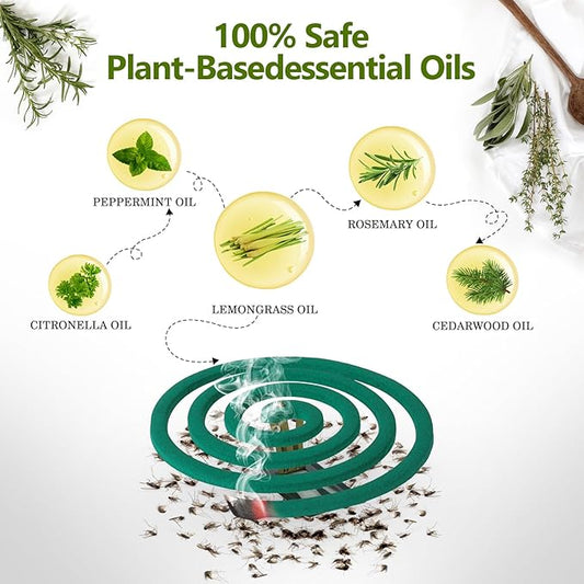 Mosquito Coils Outdoor Patio Fresh Scent,Use Reaches Up to 10 feet, Each Mosquito Coils Burns for 5-7 Hours (Contains 40 coils & 4 Stands)