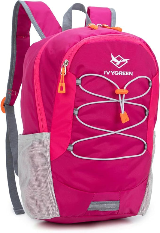 IVYGREEN Little Kids Hiking Backpack for Boys or Girls, Small Daypack for Camping or Travel (Rose, Small)