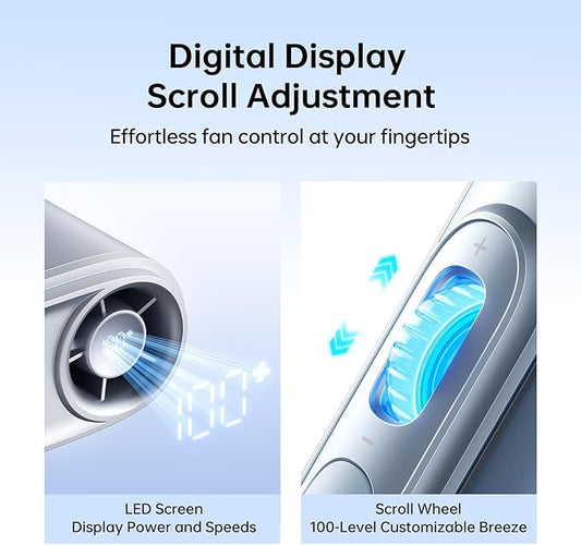 JISULIFE Portable Neck Fan, 100 Speed Adjustable 40000RPM Cooling, Mini Personal Necklace Wearable Waist Fan, 16H USB Rechargeable 4500mAh with LED Display for Outdoor, Travel, Cmaping Gifts- Black