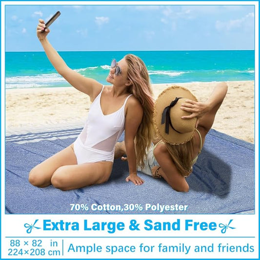 Oversized Turkish Beach Towel Blanket XXL Cotton Sandproof Towels Boho Woven Extra Large Big Sand Free Giant Throw Blankets Huge Quilt XL Picnic Camping Necessities Cloud for Adult Gifts